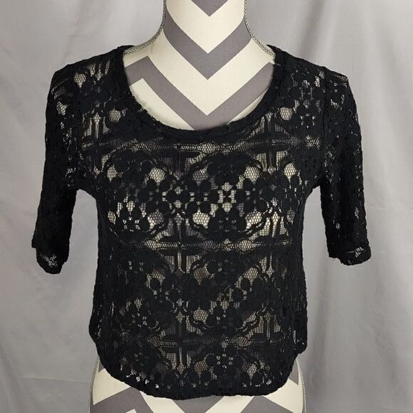 Abercrombie & Fitch Black Lace Cropped Top - Picture 6 of 6